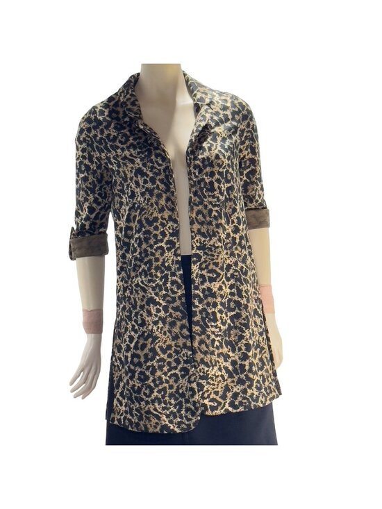 Adyson Parker Sweaters - ADYSON PARKER Women's Open Front Cardigan Cheetah Print cuff sleeves Size S